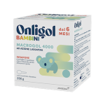Confezione di Onligol Bambini Macrogol 4000, lassativo delicato indicato dai 6 mesi in su