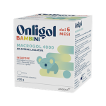 Confezione di Onligol Bambini Macrogol 4000, lassativo delicato indicato dai 6 mesi in su